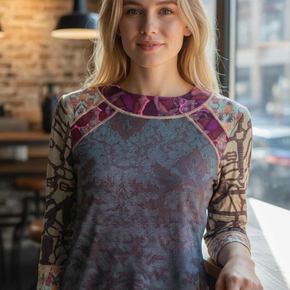 Maaji Purple and Blue Long Sleeve Top
